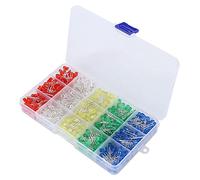 Rosvola Kit d'assortiment d'ampoules à Diodes LED de 5 Mm, 500 Pièces, 5 Couleurs 2 V-3,2 V avec Matériau en Nylon pour Composants électroniques, Indicateurs, Expériences 'éclairage