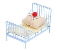 Rosvola Lit Miniature 1:12, Structure Métallique à Motif Mignon, Accessoires de Maison de Poupée pour Décorer Les Maisons de Poupée, 4,5 Pouces X 2,8 Pouces (Modèle d'oiseau Jaune)