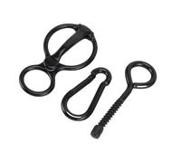 Rosvola Lot de 4 anneaux de cravate pour cheval avec bouton-pression rapide et boulon à œillet, accessoires de dressage pour cheval en acier inoxydable haute résistance (noir)