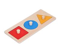 Rosvola Planche de Correspondance Géométrique en Bois, Jouet éducatif en Forme de Couleur, Puzzle pour Enfants, Apprentissage en Classe (Panneaux géométriques tricolores)
