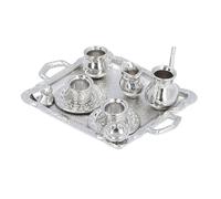 Rosvola Service à thé Miniature en Alliage Réaliste, Accessoires de Cuisine pour Maison de Poupée, pour Une Récréation Créative, 10 Pièces, Argent