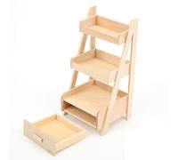 Rosvola Support de Fleur Miniature pour Maison de Poupée Jardin | Matériau en bois, Conception à trois niveaux, Structure trapézoïdale stable, Convient à l\'échelle 1:12