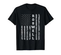 Roswell, Georgia, Drapeau américain T-Shirt Graphique avec Valeur, Homme, Noir, XL