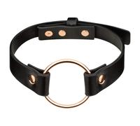Rosy Gold - collier de cou bondage - simili cuir noir rose gold