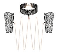 Rosy Gold - Menottes en Dentelle et Collier - Noir
