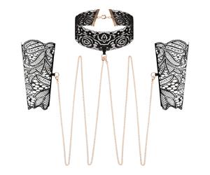 Rosy Gold - collier et menottes poignet - noir