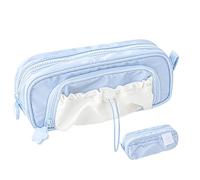 Rosy Posy Pencil Case, Cute Kawaii Posy Pencil Pouch, Aesthetic Pouch Holder Drawstring Pen Cases Case for Girls (Blue)