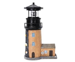 ROSYCOUD Phare solaire avec balise rotative, 28,2 cm, décoration extérieure de phare de jardin, statue lumineuse étanche pour cour, pelouse, terrasse, cadeaux