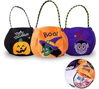 RosyFate 3 Pièces Sac Citrouille, Sorcière Vampire d'Halloween, Trick or Treat pour Halloween Party - Aide les Enfants à Mendier des Bonbons et des Cadeaux (A)