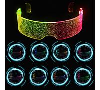 RosyFate Lunettes Led, Lunettes Lumineuses Led, Uniques lunettes lumineuses, Cyberpunk Lunettes Lumineuses Led, Lunettes Lumineuse Colorés, Double Contrôle, pour Halloween, Bar, Club, Fête