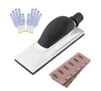 ROSYLEVE Ponceuse Manuelle avec Aspiration avec Gants 200 x 70 mm avec 5 Bandes Abrasives en Maille, Kit de Ponçage pour Bois, Spatule, Peinture, Plastique et Métal