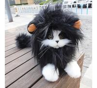 RosyLife Perruque crinière de lion pour chat - Réglable - Lavable - Confortable - Pour Halloween, Noël, Pâques, festival, fête - Taille S - Noir