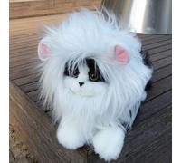 RosyLife Perruque crinière de lion pour chat - Réglable - Lavable - Confortable - Pour Halloween, Noël, Pâques, festival, fête - Taille L - Blanc