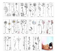 Rosymormor 16 Feuilles Tatouages Éphémères Branche de Fleur Femmes Filles, Faux Tatouages Papillon Noirs Imperméables pour Corps, Autocollants Tatouage pour Coachella Noël Halloween Festival Musique