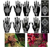 Rosymormor Lot 10 Tatouage Pochoirs, Kit Tatouage Temporaire Autocollant Dessins Unique Main Corp pour Fête d'anniversaire Festival Mariage Maquillage Festival de Musique Halloween Noël