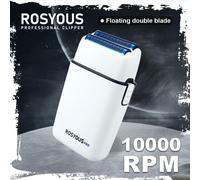 ROSYOUS RS620 Double feuille bleu couteau hypoallergénique Net 10000 tr/min USB sans fil professionnel barbier rasoir Machine de coupe de cheveux White Box