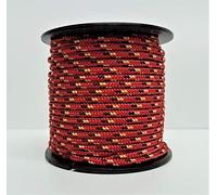 Rota Marine Mini bobines de corde tressée en polyester 3 mm 19 m pour bateau, tente, kayak - Couleur : rouge, noir et jaune moucheté