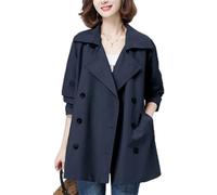 ROTAKUMA Spring Automne Nouveau Trench Coat Femme Double Poutre Casual Casual Trenchs Manteaux Femmes Court Court Sac À Vent Mince (Color : Navy blue, Size : XL)
