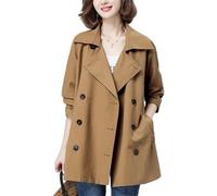 ROTAKUMA Spring Automne Nouveau Trench Coat Femme Double Poutre Casual Casual Trenchs Manteaux Femmes Court Court Sac À Vent Mince (Color : Coffee, Size : L)