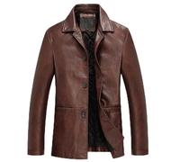 ROTAKUMA Veste En Cuir D'affaires Hommes Épais À Vent Chaud Puce Veste De Cuir (Color : Coffee, Size : L)