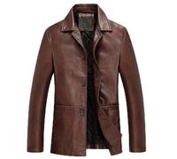 ROTAKUMA Veste En Cuir D'affaires Hommes Épais À Vent Chaud Puce Veste De Cuir (Color : Coffee, Size : XL)