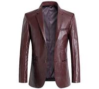 ROTAKUMA Veste en Cuir De Printemps Hommes Blazer Décontracté Moto Vestes Automne Faux Manteaux (Couleur : Bordeaux, Taille : XXXX-Large)