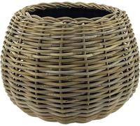 Rotan Drypot Bol - ø 45 x 34 cm - Jardinière ronde - Jardinière durable avec intérieur en plastique imperméable recyclé - Gris