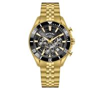 Rotary Apex 100 Montre chronographe étanche à 100 m en acier inoxydable plaqué or