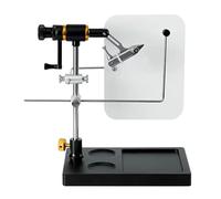 Rotary Fly Tying Vise Tools, Fishing Flies Hook Tying with Pedestal Base, Steel Jaws, Auxiliary Background Board, Universal Binding Station for Fishing Enthusiasts
