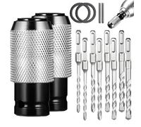 Rotary Hammer Adapter with Impact Drill Bits Set, 4 Sizes Rotary Hammer Adapte, Quick Release Adapters Converter for Drills Wrench (2PCS+8Drills)