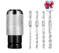 Rotary Hammer Adapter with Impact Drill Bits Set, Electric Hammer to Drill Converter,Air Hammers Socket Adapter Forged From Chrome Vanadium Steel,Drills Bit Adapters (1set(5 Pcs))