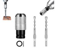 Rotary Hammer Adapter with Impact Drill Bits Set - Electric Hammer to Drill Converter, Portable Electric Converter Wrench Adapter 4 Sizes Bits Ready for Tough Materials ([10+12]mm drill bit,Silver)