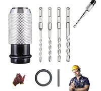 Rotary Hammer Adapter with Impact Drill Bits Set, Electric Hammer to Drill Converter, Quick Release Heavy-Duty Adapter Kit for Tough Materials, Electric Wrench Transformer (1 Set)