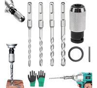 Rotary Hammer Adapter with Impact Drill Bits Set, Electric Hammer to Drill Converter, Quick Release Rotary Hammers Socket Adapter for Fast Drilling