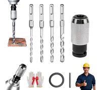 Rotary Hammer Adapter with Impact Drill Bits Set, Multifunctional Electric Hammer to Drill Converter with Adapter and 4 Hammers Bits, Quick Release Adapters Converter Electric Extension Tool Kit