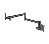 Rotatable Kitchen Wall Tap, Folding Faucet, Double Handle Single Hole,Grey