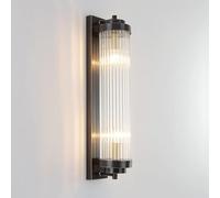 Rotatable Long Tube Wall Sconce Cylindrical Clear Glass Shade Mid Century Modern Gold and Black Wall Lamp for Bathroom Living Room Balcony(Dark,60Cm)/K/60Cm