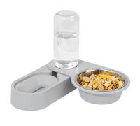 Rotatable Pet Feeder, 2 in 1 Automatic Water and Food Dispenser, Stainless Steel Non-Slip Pet Bowl, Portable for Cats, Dogs, Bunnies, Adjustable for Home, 25x13.5x20cm Pink Gray