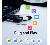 Rotate 64GB USB 2.0 Flash Drive High Speed USB Flash Drive with LED Display for PC/Laptop/Car Radio/TV (64GB,Black)