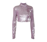 Rotate Birger Christensen - Sequin Turtleneck Cropped Top - Femme - Tops - Rose - Taille: 36 FR