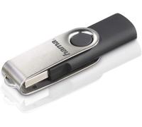 Rotate USB 2.0 Flash Drive 128GB, Speed up to 15MB/s, Key with USB A Connector, for PC/Mac - Black/Silver