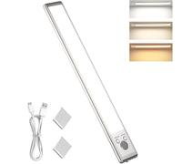 Rotateepic 76 LED Rechargeable Motion Sensor Under Cabinet Lights, Lampe de Placard 76 LED, Réglette Led Sans Fil à Détecteur de Mouvement, 3 Couleurs D'Éclairage, Rechargeable USB Lampe LEDs (30cm)