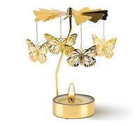 Rotatif Chandelier 360°Romantique Tournante Bougeoir 4,6 x 13 cm Bougeoir de Noel Decoration Anniversaire Décoration de Cheminée de Fête de Mariage pour Maman Femme et Enfant Cadeaux (Papillon)