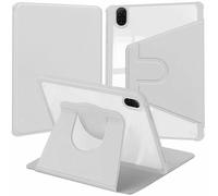 Rotatif Étui Compatible avec Honor Pad X8a / X8b 11 Pouce 2024/2026, 360 Degrés Emplacement pour Stylo & Support PivotantCuir PU + Acrylique Transparent Coque, Argenté