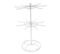 rotatif support tournant 2 étages fer Rack Bijoux support écran avec 16 crochets - Noir