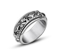 Rotatif Tibet Om Mani Padme hum Hommes Calvarium Punk Vintage Anneau Gothique en Acier Inoxydable Biker Anneaux Anti-Stress Bijoux