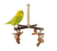 Rotating Bird Perches Toy - Wood 23x23x18cm | Parakeet Climbing Perch, Parrot Swing Playing Gym | Cage Exercise Accessories for Lovebirds, Conures, Small to Medium Birds Indoor Play