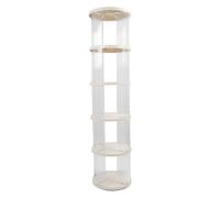 Rotating Bookshelf Tower Kids Corner 360 Degree Display Rotatable Floor Standing Bookcase Stackable Rack Transparent Round (5 Tier)