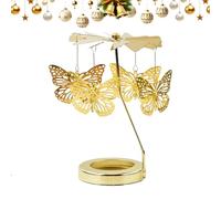 Rotating Candle Holder - Christmas Rotary Gold Carousel Spinner, Decorative Metal Tea Light Stand, Festive Holiday Table Ornament | Kitchen Wedding Party Restaurant Apartment Meditation Festival Birth