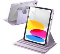 Rotating Case for iPad (A16) 11th/10th Generation (2025/2022) with Pencil Holder,360 Degree Rotating Stand Protective Cover Case,Transparent Back (Light Purple)